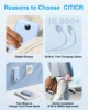 【Blue】12000mAh AC Wall Plug Power Bank with Built-in Dual Cables & Digital Display, Portable Charger for Smartphones 6