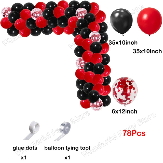 1 Set Red Black Balloons Garland Arch Kit Baby Shower Birthday Decorations  Red White Black Silver