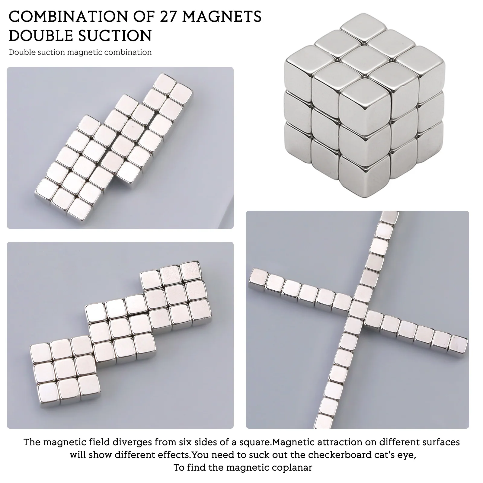Mini Square Magnets Strong Multifunctional 27pcs For Water Ripple Cat's Eye Nail Art Magic Cube Design