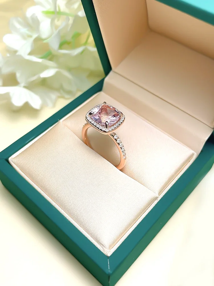 Light and Luxurious Morgan Rose Gold S925 Silver Ring Paired with High Carbon Diamonds Is Suitable for Wedding Jewelry