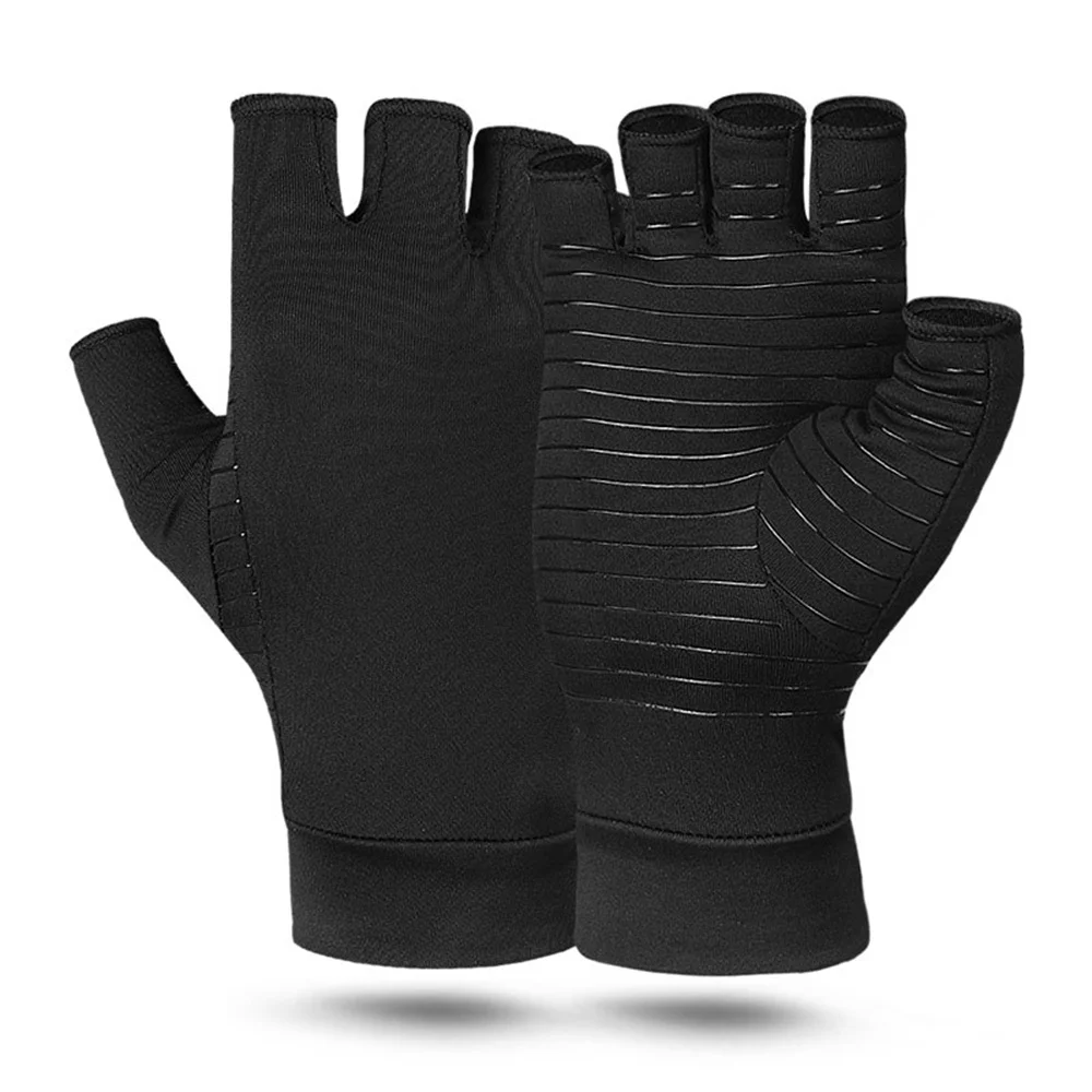 Half Finger Gloves Therapy Gloves Copper Fiber Anti Arthritis Rheumatoid Hand Pain Wrist Support Sports Safety Training Pressure