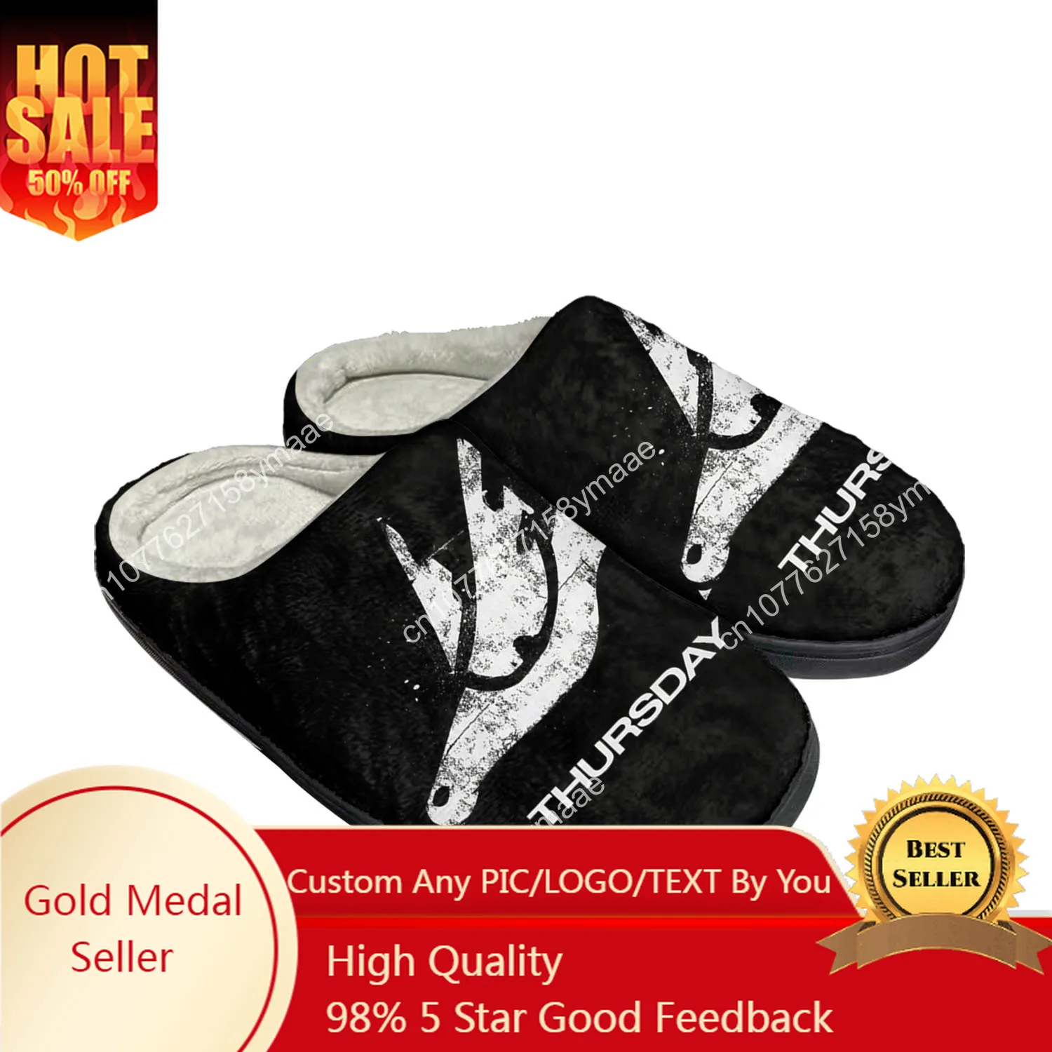 Thursday Band Home Cotton Slippers Mens Womens Plush Bedroom Casual Keep Warm Shoes Thermal Indoor Slipper Customized Shoe mens home non slip gingham slippers winter warm indoor slipper shoes platform man comfortable fur shoe male bedroom footwear new