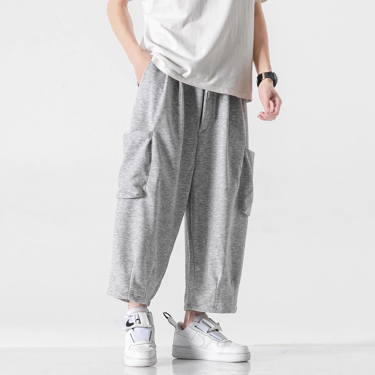 

Fashion Cargo Pants Men Side Pocket Men Haren Pants Harajuku Style Overalls Male Elastic Waist Jogger Sweatpants New M-3XL