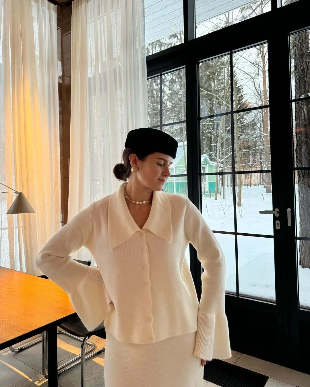 Hirsionsan Sexy Soft Elegant Vintage Women Suits 2 Pieces Female Sets Polo Neck Cardigan Sweater & Midi Dress Knitted TrackSuit Image 38