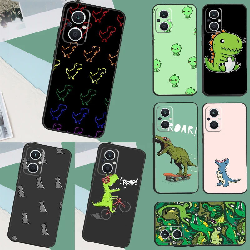 Fun Dinosaur Pattern Dino Case Per Oppo Reno 4Z 2Z 5Z 8T 10 4 5 6 7 8 Lite Oppo Find X3 Neo X2 Lite X5 X6 Pro Cover