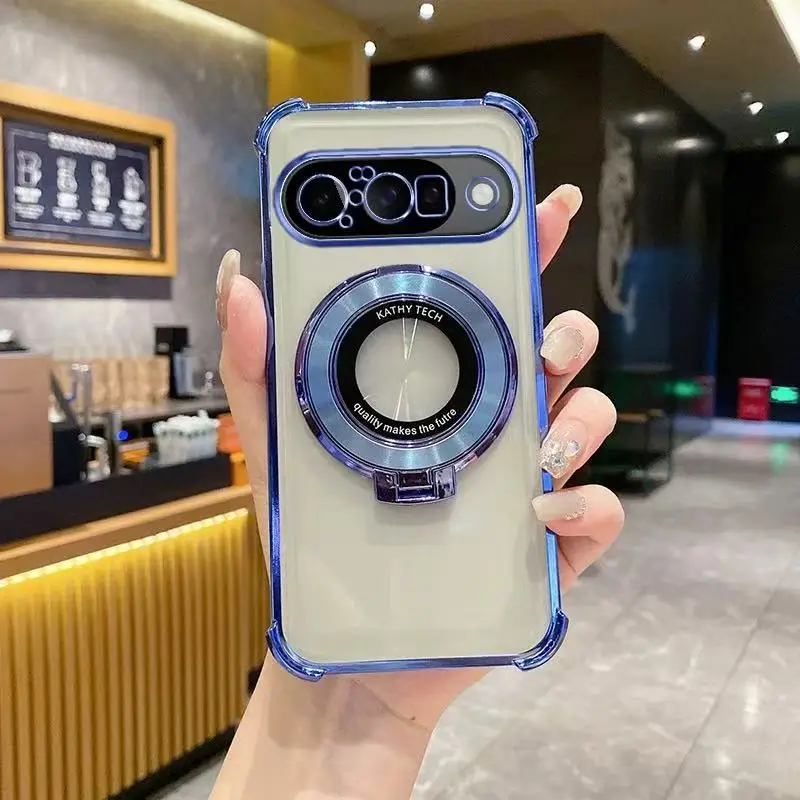 Luxury Plating Shockproof Phone Case with Silicone Holder Stand