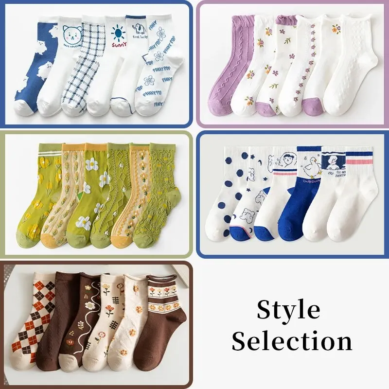 Women's Socks 6 Pairs Spring Summer Medium