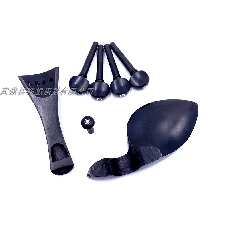 High quality 1 set 4/4 3/4 1/2 1/4 Violin Ebony parts fittings,Tailpiece+Tuning pegs+Endpins+Chin rest/Chin Holder