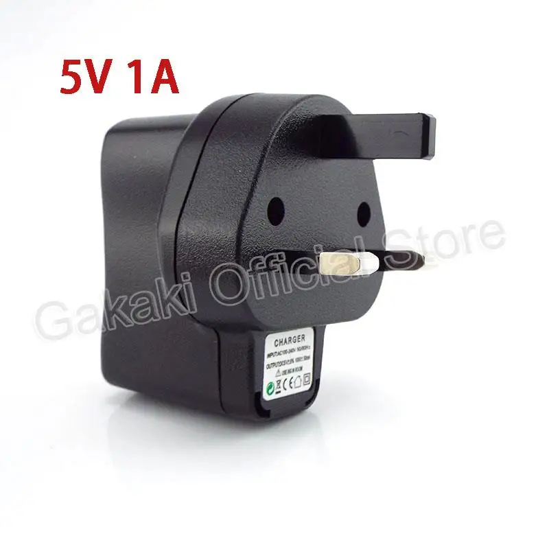 Universal USB Charger with UK Plug - Converts 100V-240V AC to 5V DC, 1A/2A/3A Output