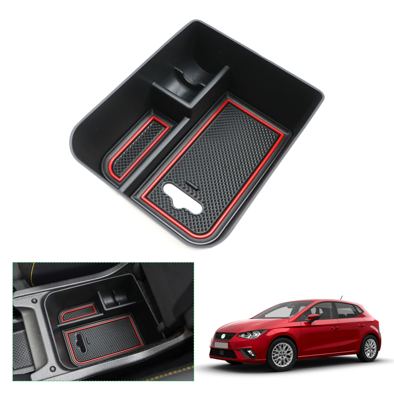 Organizador Asiento Coche 7 Usb Reposabrazos Central Universal Para Coche - Cuero Sintético Negro, Con Compartimento Y 7 Puertos USB De Carga Apoyabrazos Coche