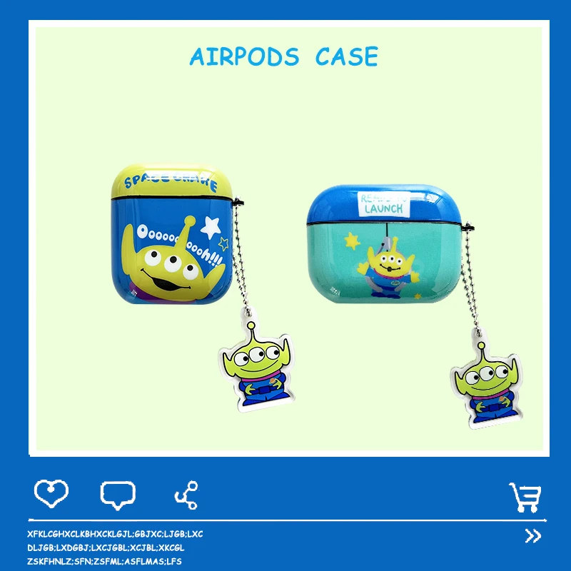 

Disney Earphones Case for Apple AirPods Air Pods 1/2 Pro 3rd Cute Cartoon Toy Story Alien Soft Silicone IMD Protective Cover Box