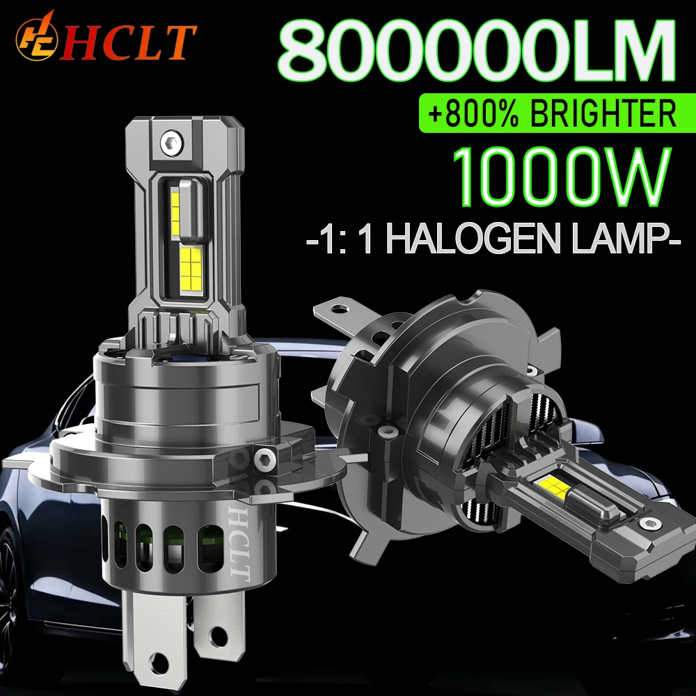Ultra-Bright H4 LED Canbus Headlight with Fan - 1000W Plug & Play, 6000K Hi/Lo Beam