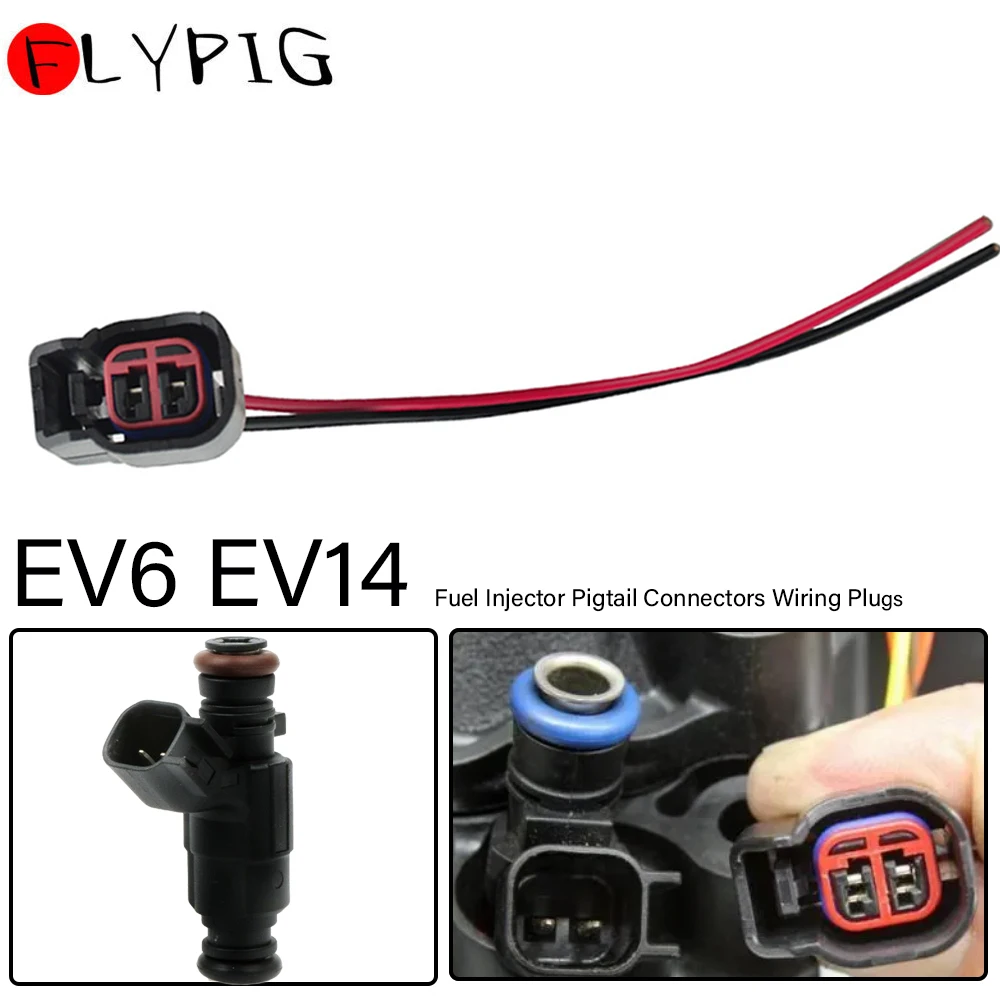 

FLYPIG EV6 EV14 Pigtail Cut&Splice Harness Fuel Injector Connector Wiring Plugs Clips For Dodge LS2 LS3 GMC Ford Chevy