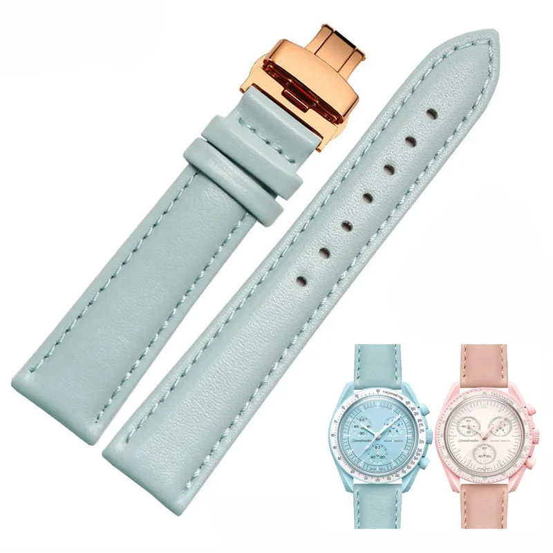 

High Quality 20mm Genuine Leather Fashion Watchband for Casio Fossil Citizen Plain Blue Pink Watch Strap Bracelet