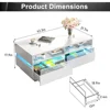 Coffee Table, Modern High Glossy LED Coffees Tables W/ 2 Storage Drawers, Coffee Table 3