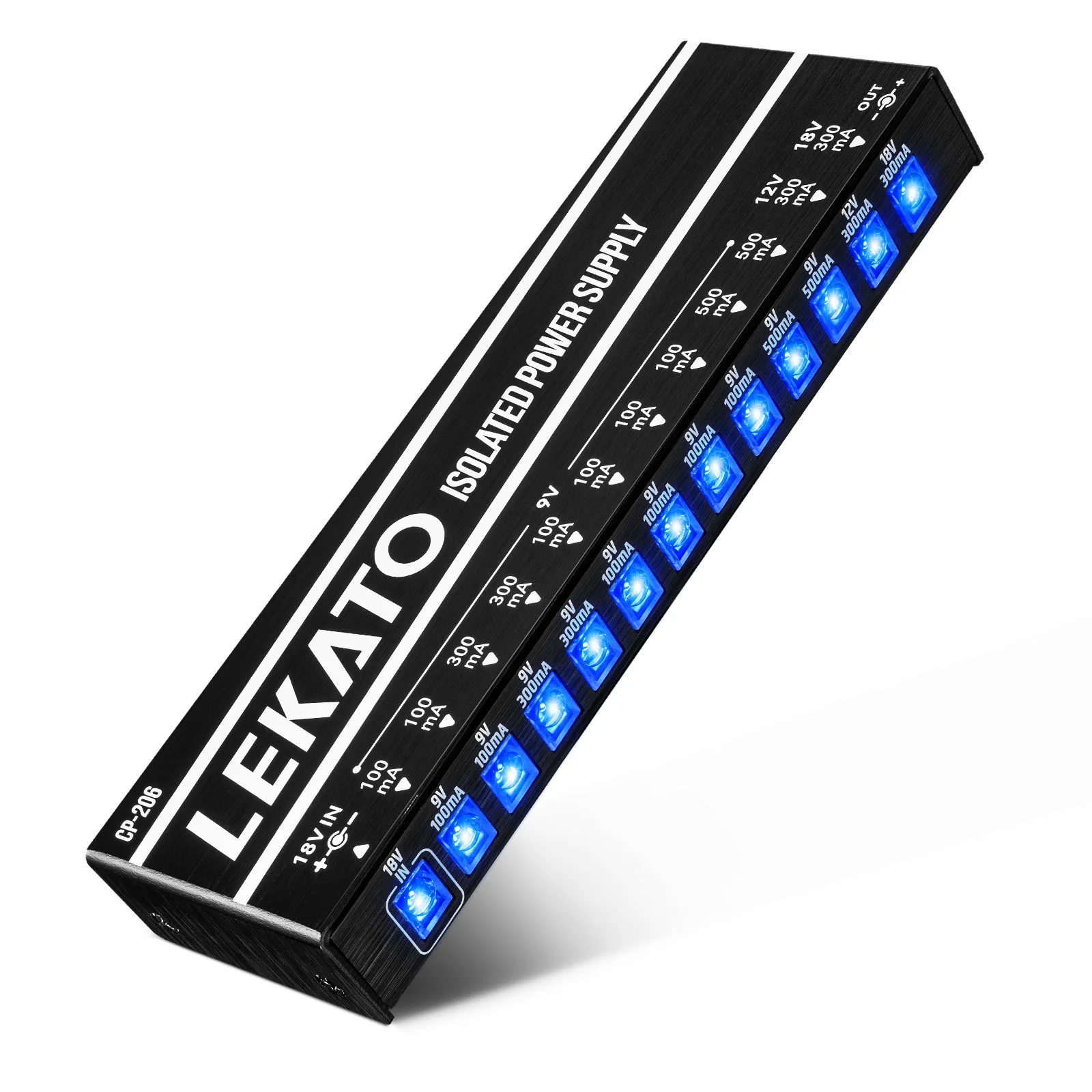 LEKATO CP-206 Guitar Pedal Power Supply True Isolated with 12 Ports DC Output 9V 12V 18V Short Circuit for Effect Pedals