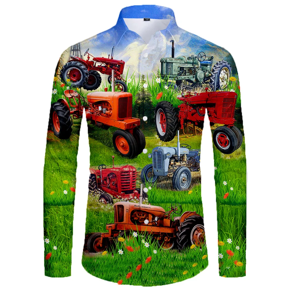 

The Ranch Tractor 3D Hawaiian Men Spring Autumn Fashion Shirt Gentleman Long Sleeve Blouse 2023 Oversized Super Size 5XL-1898