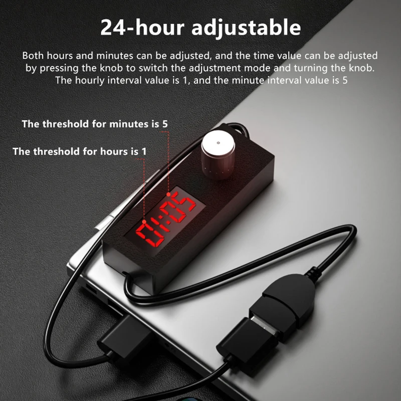 24시간 자동 종료 타이머 디지털 카운트다운 타이머 USB 스위치 케이블 와이..