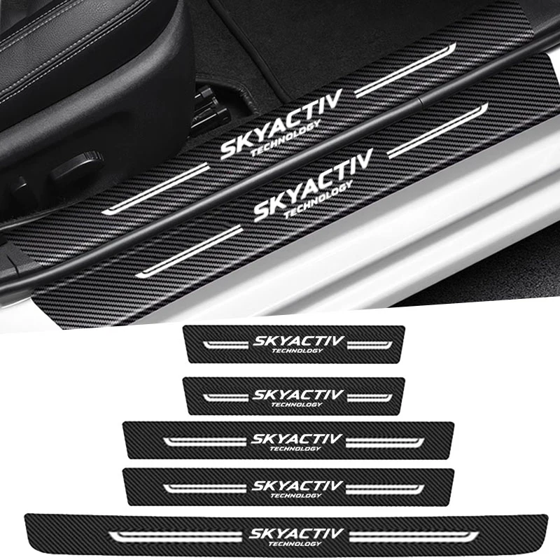 Наклейки из углеродного волокна на порог двери автомобиля, Накладка на порог, наклейки для Mazda, Mazda skyграф, технология освещения багажника, защитная пленка, наклейки