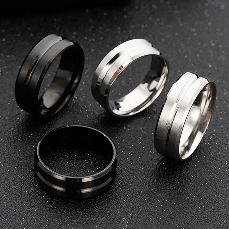 European and American Fashion Matte Men's Stainless Personalized Simple Hip Hop Punk Titanium Steel Ring Jewelry Gifts Wholesale fashion beading pendant print chiffon women ring scarf european american multi style necklace pendant scarf head scarves hijab