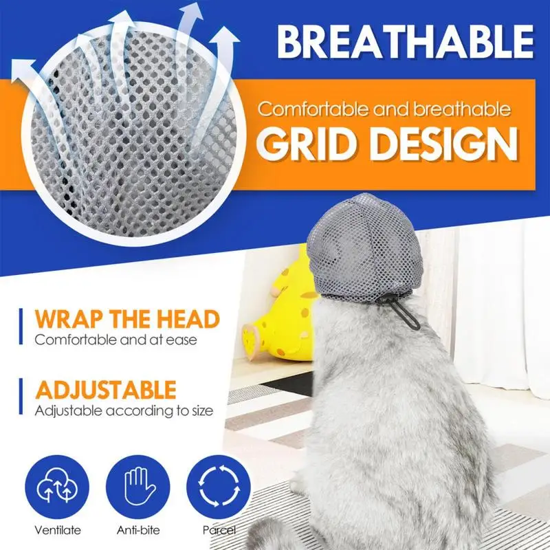 Cat Anti Bite Muzzles Breathable Cat Travel Tools Bath Grooming Supplies Adjustable Kitten Muzzles Anti Scratch Pet Supplies 4