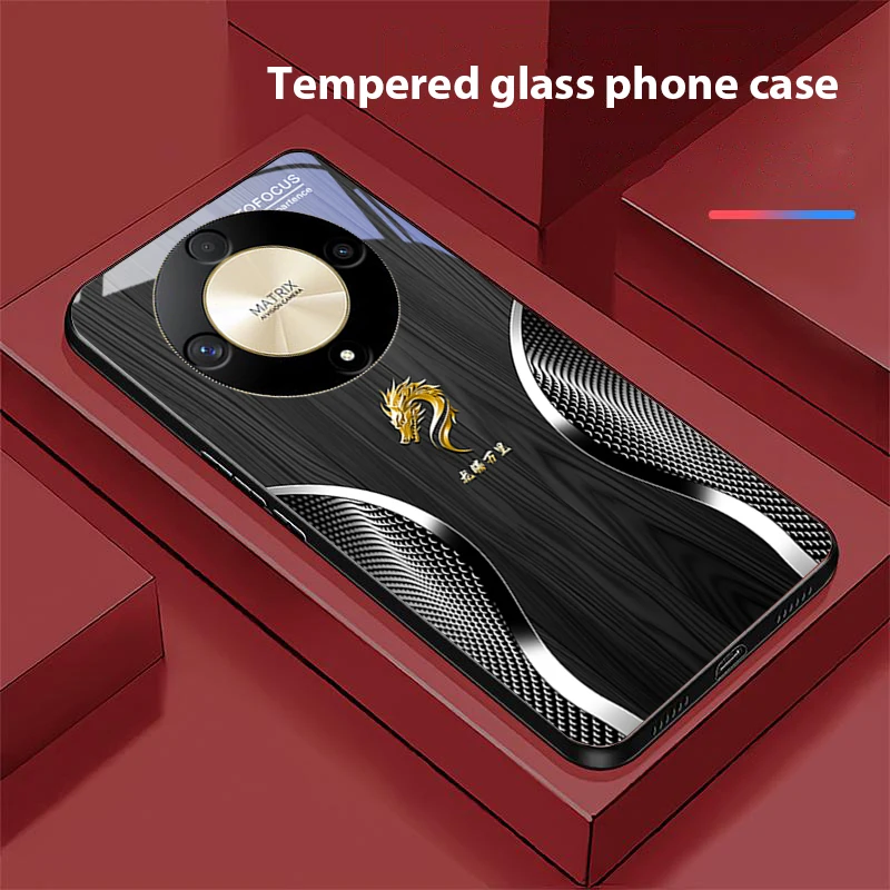 Wooden Dragon Black Tempered Glass Phone Case