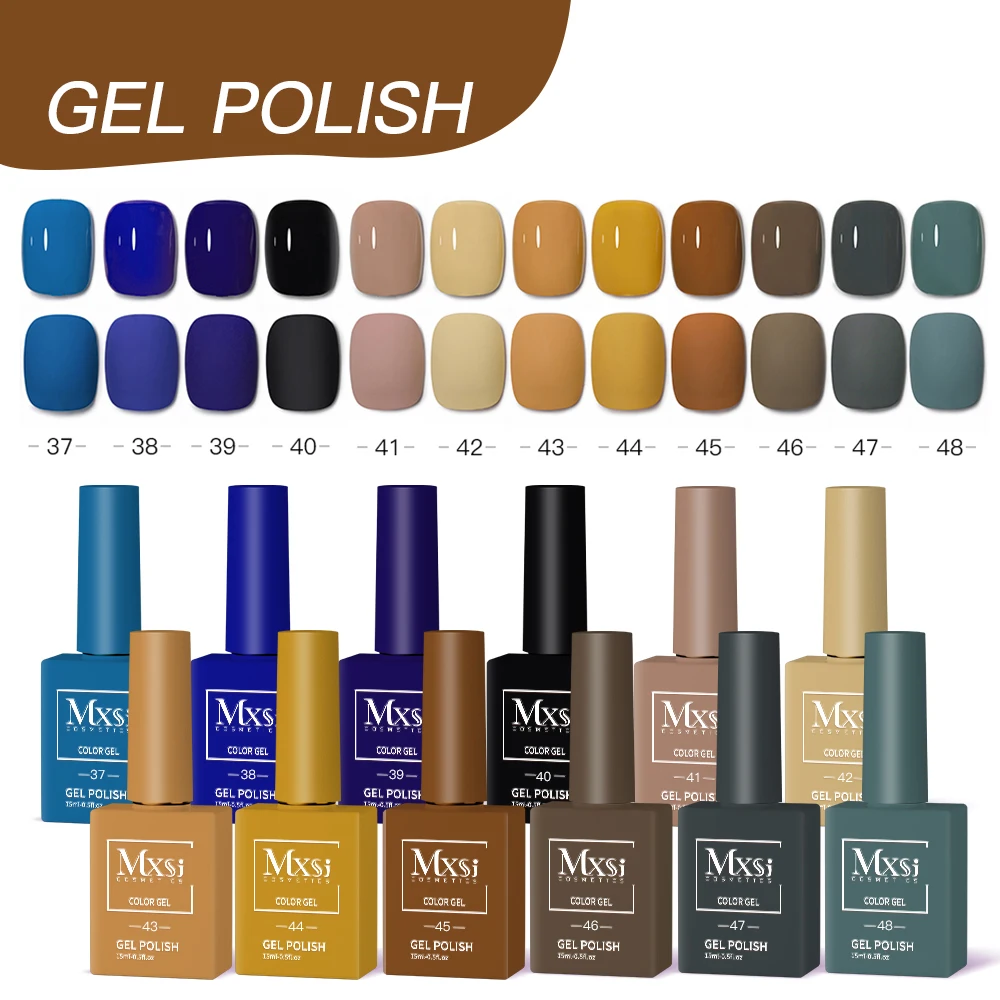 Mxsi 12Pcs/Set 15ml Sparkly Red Pink Gel Nail Polish Glitter Semi Permanent Nail Art LED UV Gel Varnish Nail Supplies 5