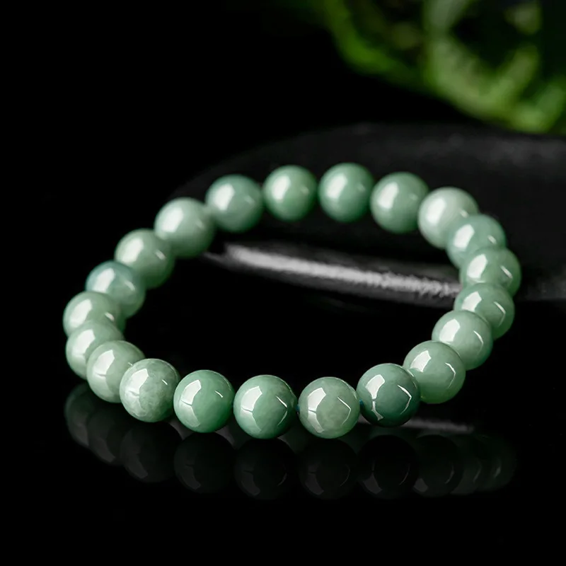 

Authentic Natural Myanmar Jadeite Waxy Seed Oil Green Bracelet 9mm Ice Seed Jade Beads Jewelry For Women Wholesale Drop Shipping