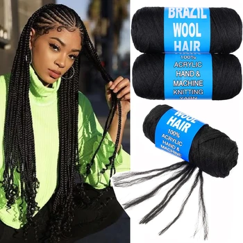 Multicolored Brazil Wool Hair, Acrylic Extension Yaki Synthetic Hair Senegalese Twist Faux Locs Wraps Jumbo CrochetBraiding Hair