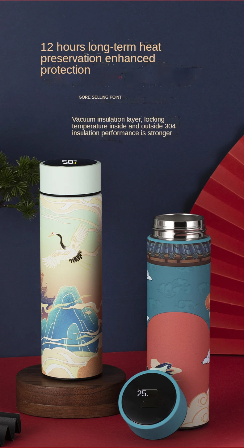 bouteille thermos de style avec affichage intelligent de la flacon sous contenant de la chaleur