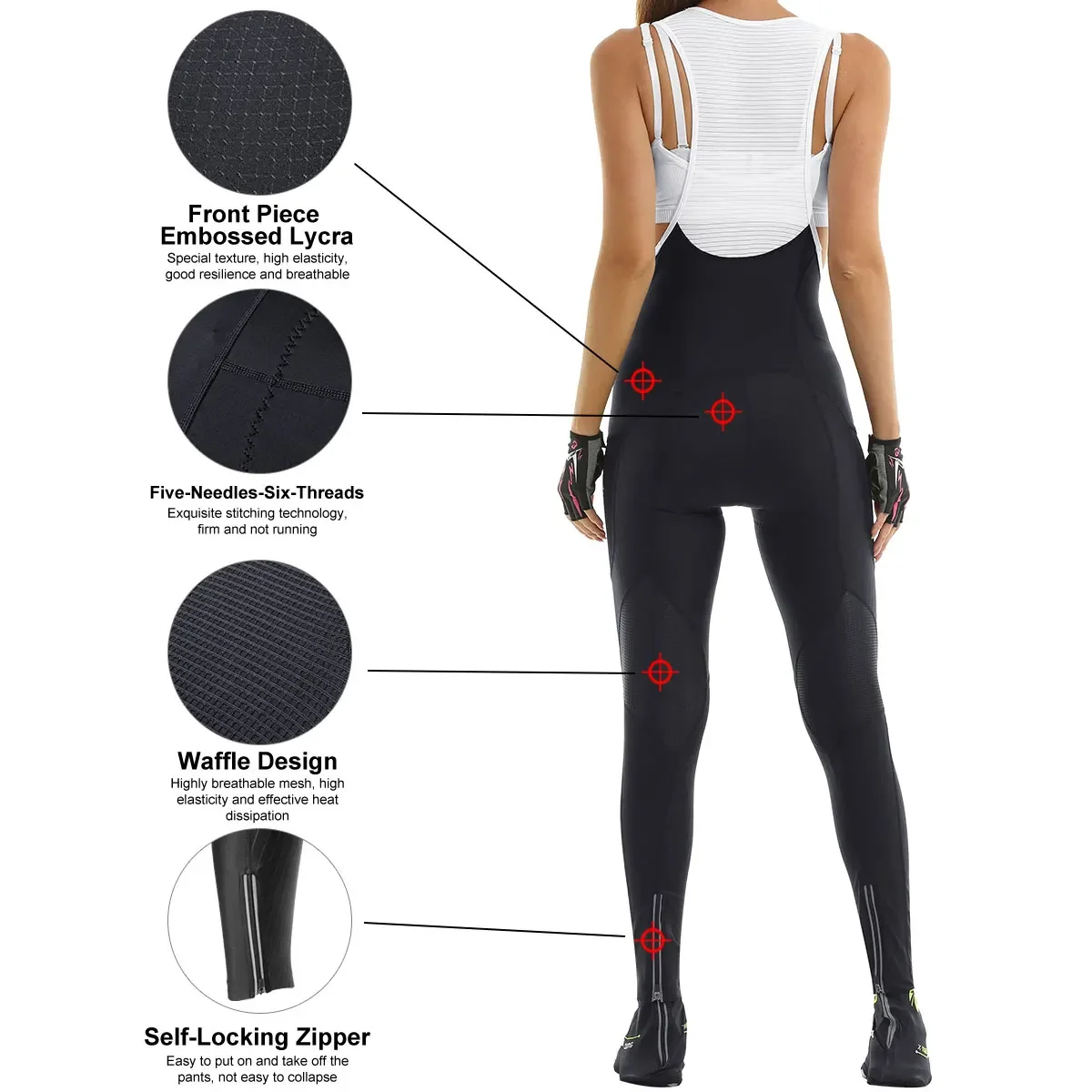 Women Cycling Bib Pants MTB Shockproof Cushion Cycling Pants Breathable Bicycle Tights Reflective With Pockets Trousers X-TIGER