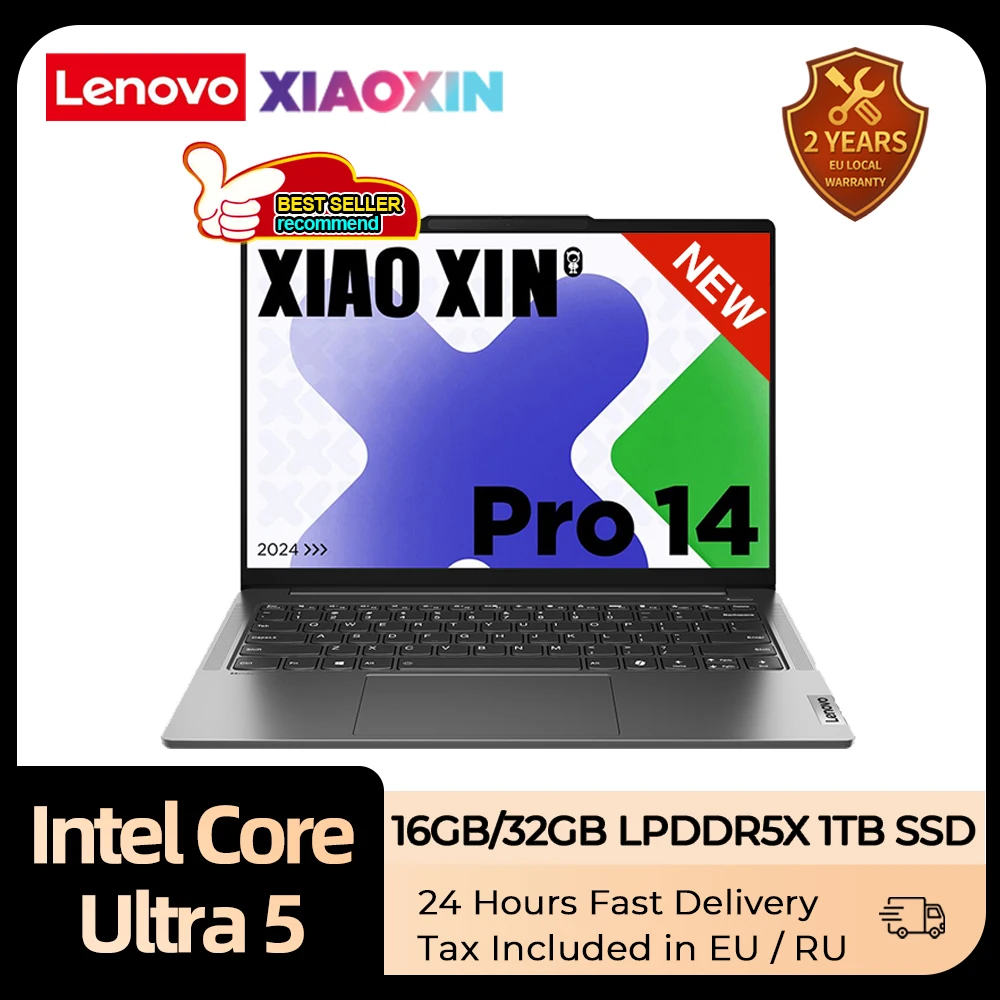 레노버 샤오신 프로 14 AI 노트북, 인텔 아크 그래픽, 인텔 코어 울트라 5, 16GB, 32GB, LPDDR5X, 1T SSD, 14 인치, 120Hz 스크린 노트북 PC