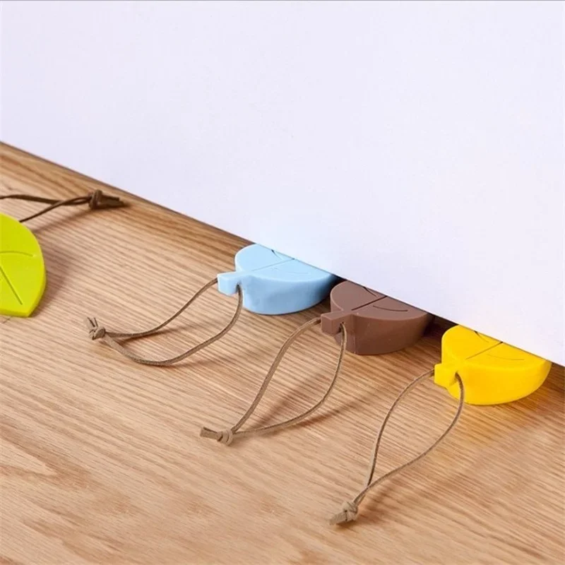 Leaves Shape Silicone Rubber Door Stop Stoppers Door Block Children Anti-Folder Hand Hotel Security Card Hanging