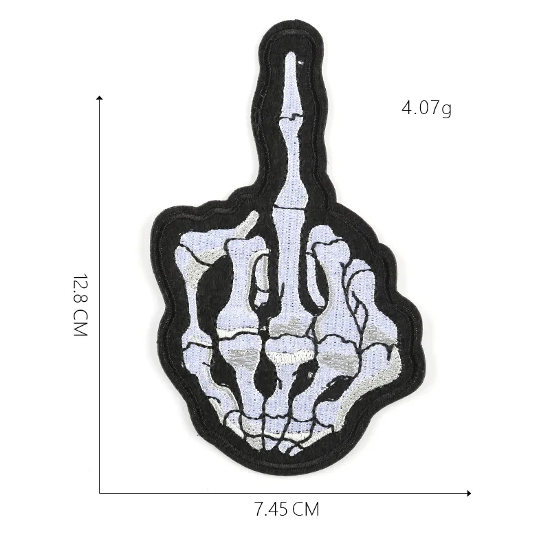 Punk Skeleton Finger Self-Adhesive Badge Patches for DIY Accessories and Decor