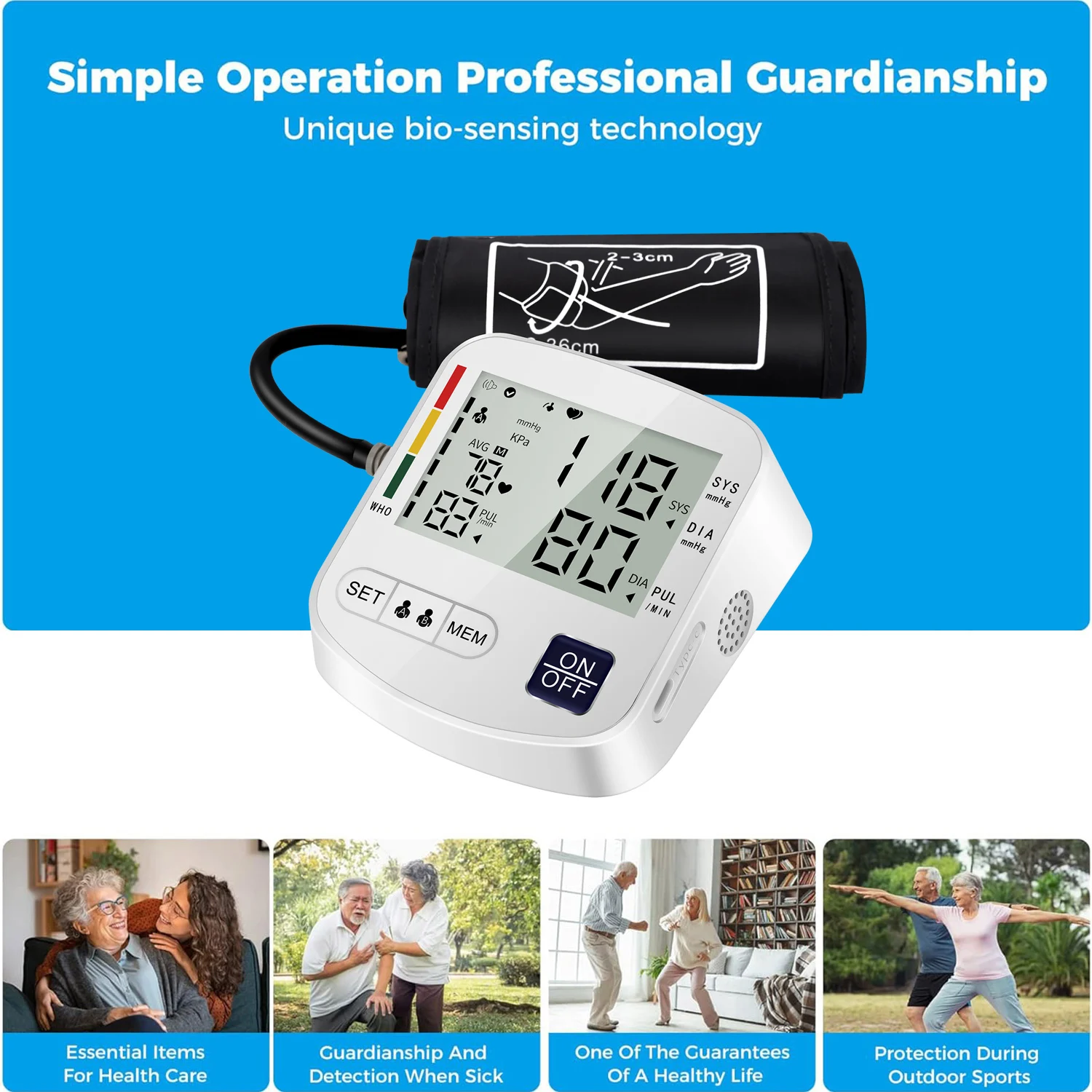 Health Care Digital LCD arm tensiometers Blood Pressure Monitor Heart rate Meter Large Cuff Sphygmomanometer Portable Tonometer