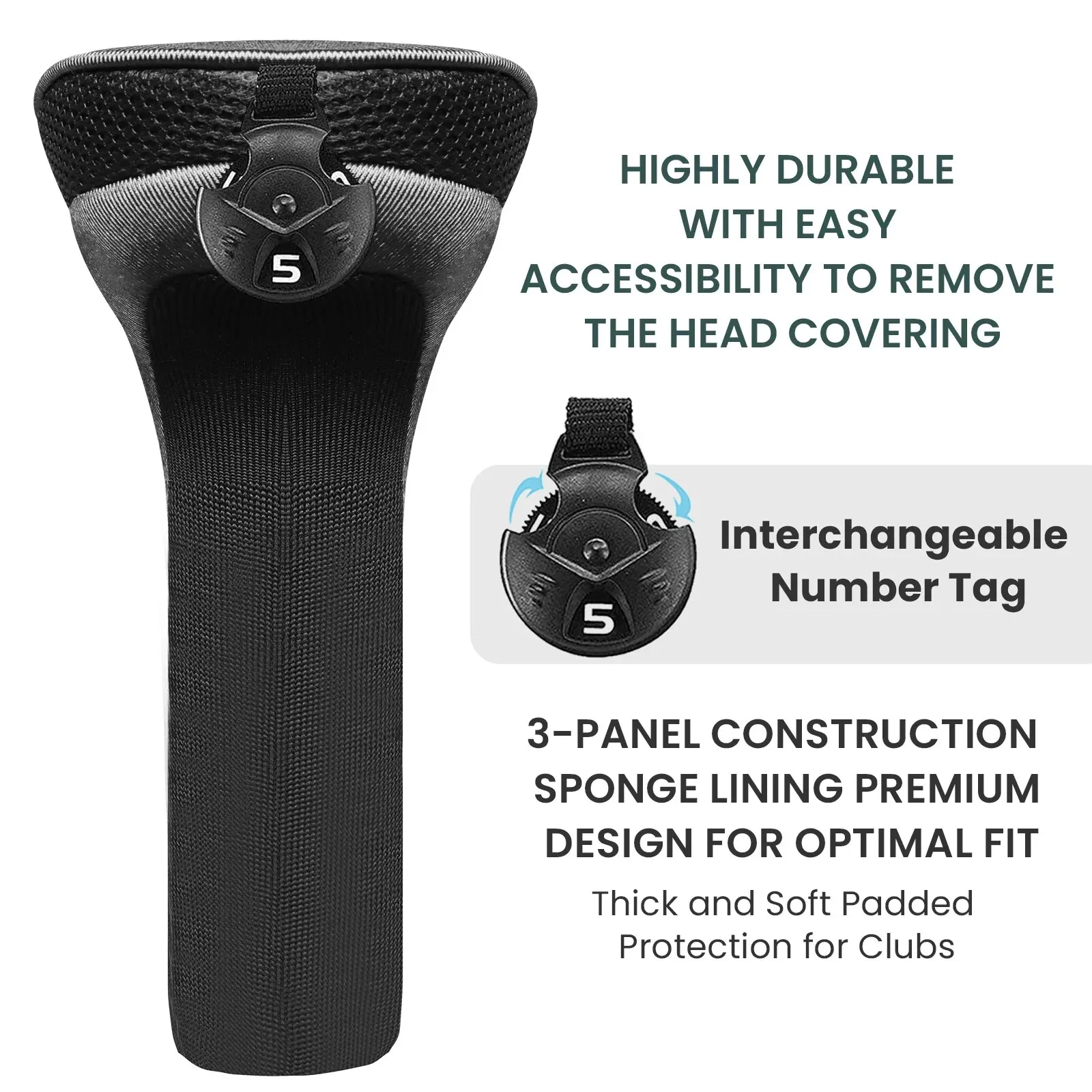 Golf Club Head Covers Golf Club Head Covers for Woods Hybrids 1Pc Long Neck Golf Clubs Headcovers with Interchangeable No.Tags Accessories