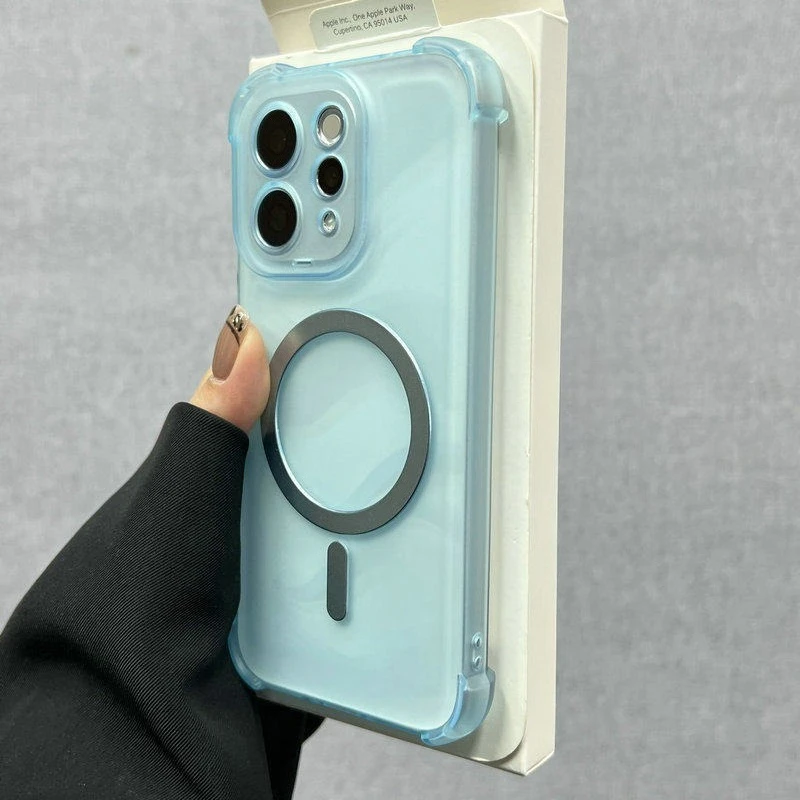 Advanced Four-Corner Anti-Shock Translucent Phone Case with Wireless Charging Compatibility