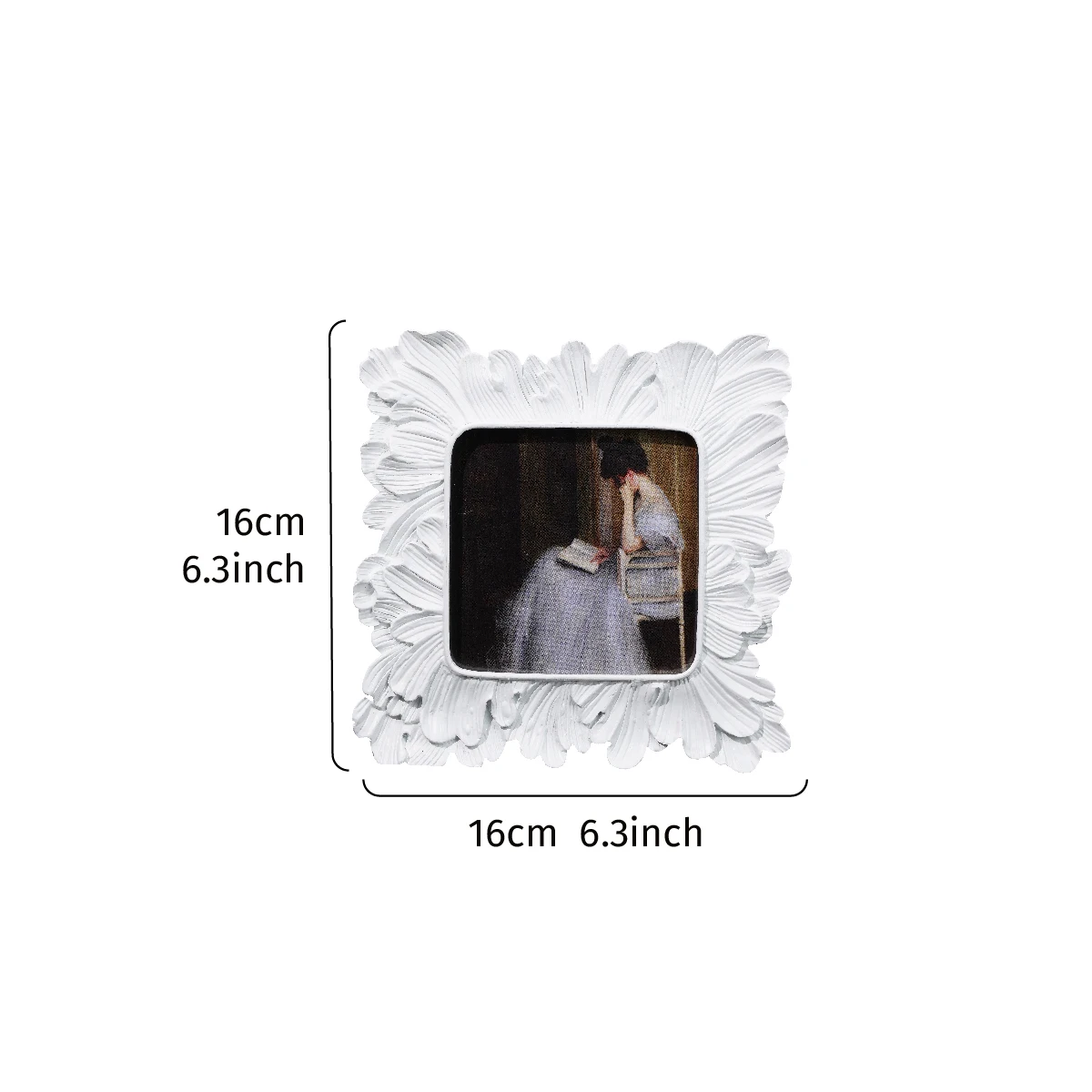 1PC, resin-made European-style white palm leaf lace decorative photo frame, suitable for family photo display and shooting props