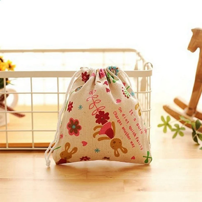 

3Pcs Non-Woven Printed Bouquet Pocket, Floral Drawstring Outdoor Travel Storage Bag