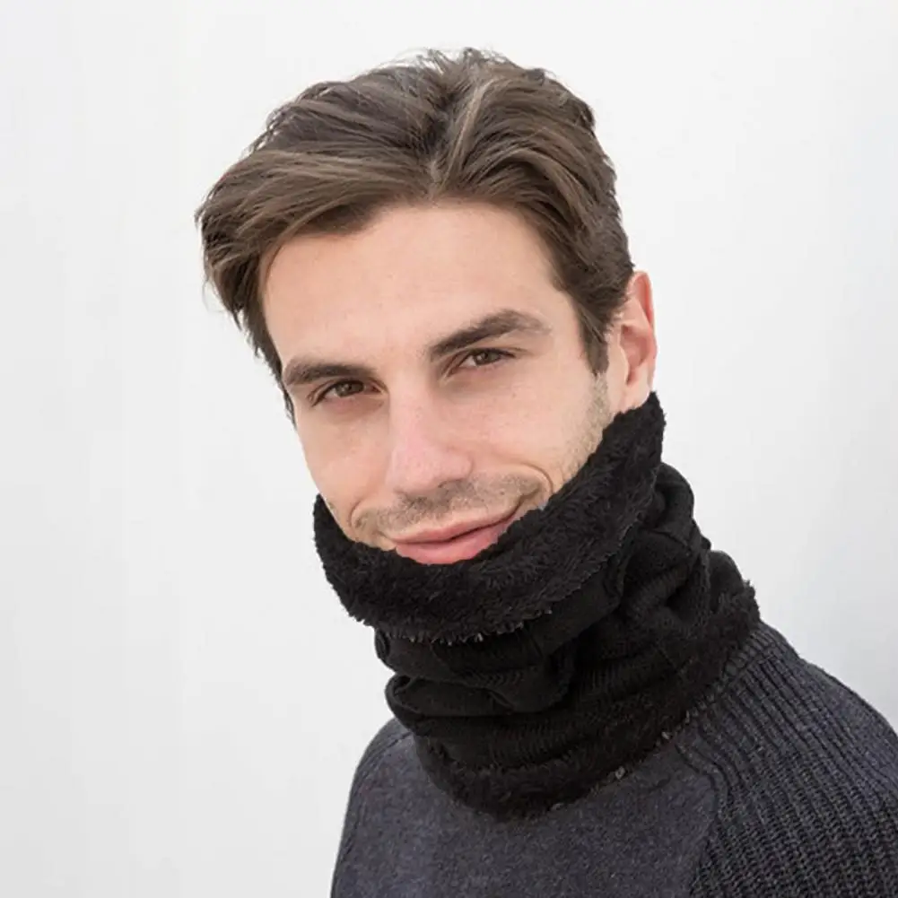 

Beanie Neck Warmer Set Cozy Winter Hat Scarf Set for Men Knitted Anti-slip Warm Neck Warmer for Cycling Riding Solid Colors