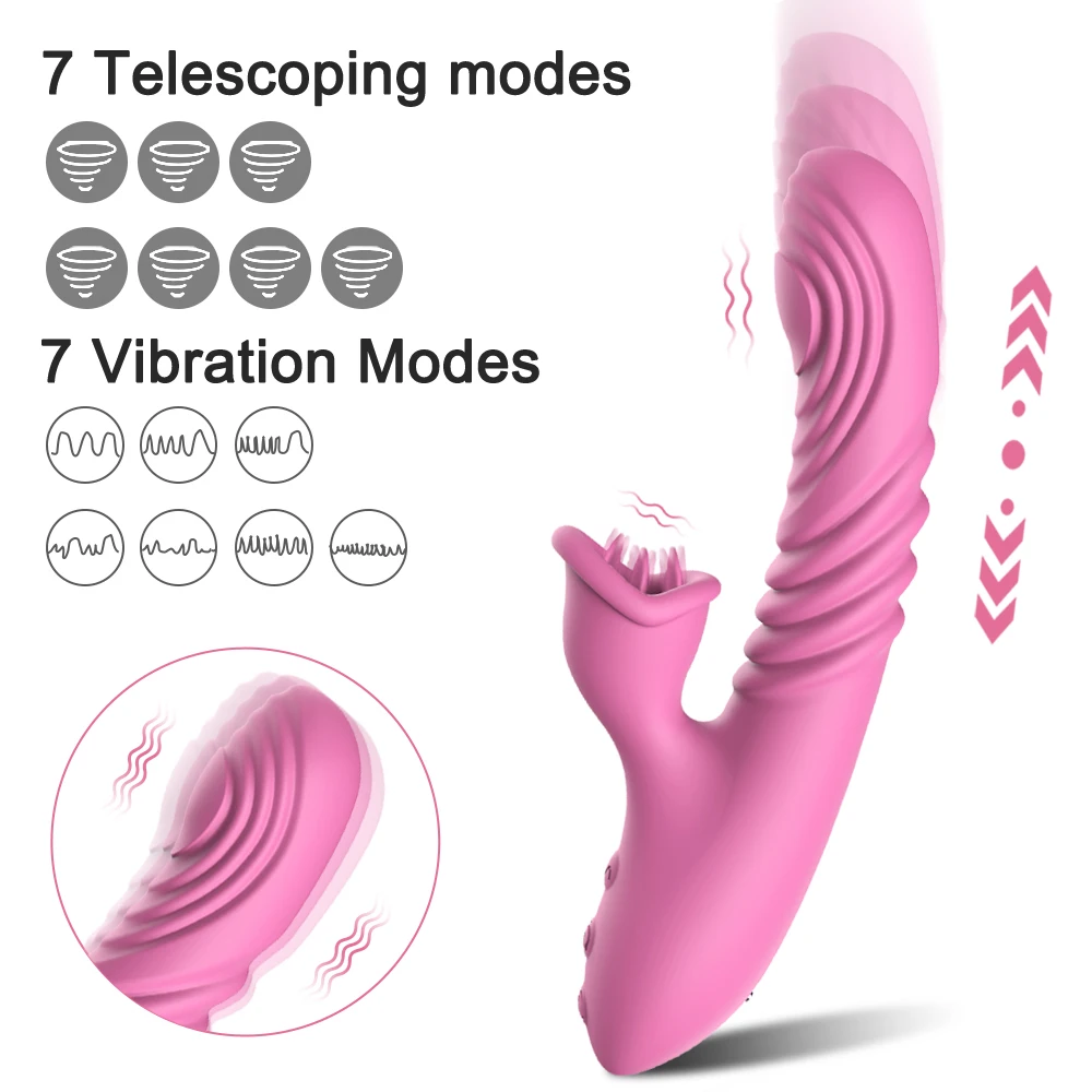 2023 Spinta G-Spot Vibratore per le donne Stimolatore del clitoride Leccare la lingua Telescopico automatico Giocattolo del sesso femminile_voghion.com