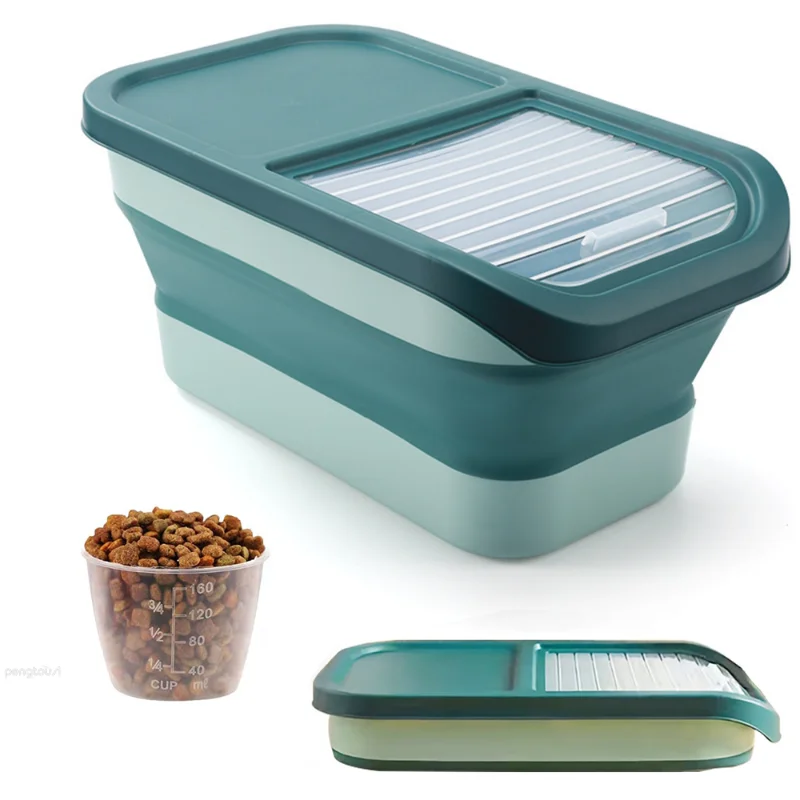 Foldable Pet Food Container Large Capacity Cat Food Containers With