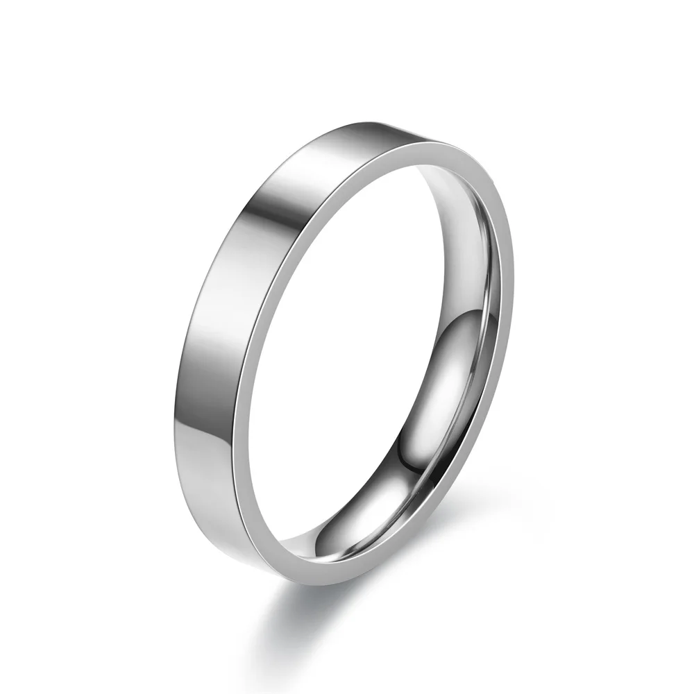 4mm Simplicity Flat Stainless Steel Rings Japanese Korean Fashion Glossy Titanium Steel Finger Rings Youth Boy Girl Jewelry Gift 6