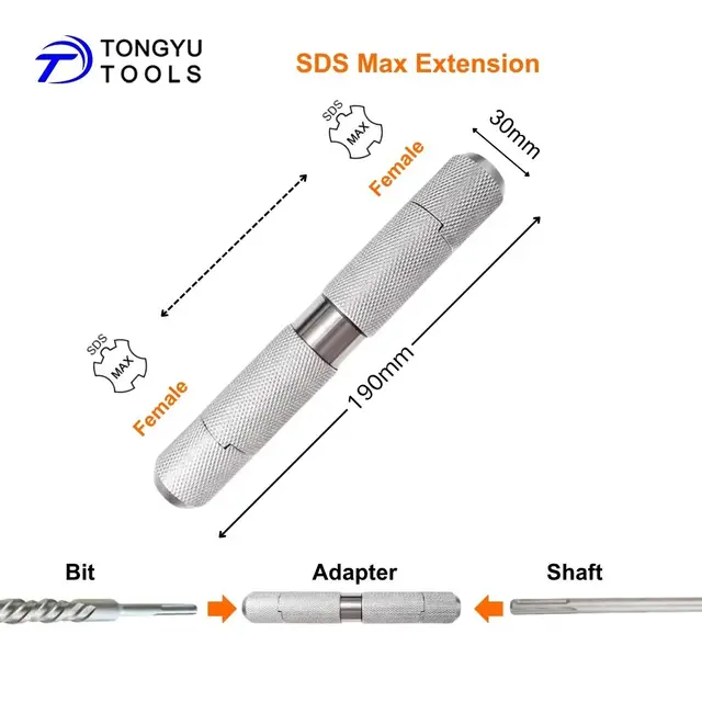 Adaptateur d'extension SDS Max, coupleur Max-Lock avec tige d'extension pour marteau perforateur, perçage à longue portée 1
