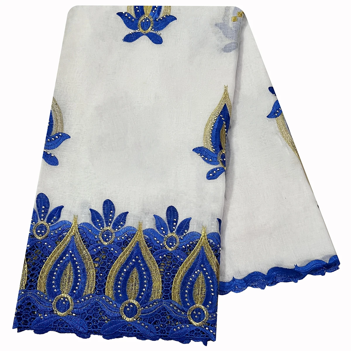 2024 뜨거운 판매 아프리카 여성 스카프 큰 원형 디자인 큰 Embrodiery 100% 코 튼 Grenadine 코 튼 스카프 Shawls Pashmina