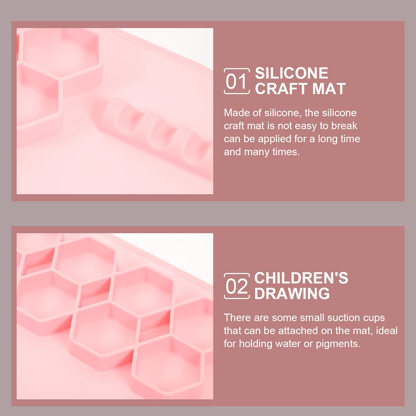 Pink Washable Painting Pad Silicone Craft Mat Kids Art Supplies Palette Non Stick Diy Multipurpose Board Lightweight Portable