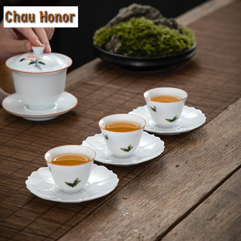 White Porcelain Cup Pad Tea Cup Heat Insulation Tea Holder Master Cup Pad Ceramic Cup Dish Base Tea Mat Cup Holder Tea Art Items