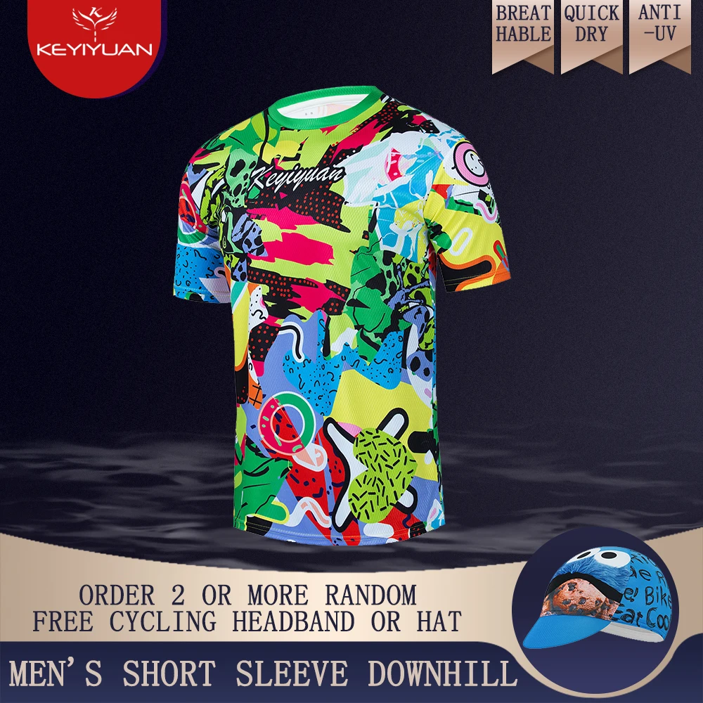 

KEYIYUAN Mountain Bike Jersey Mtb Shirt Motocross Clothing Men Short Sleeve Downhill T-shirt Road Bicycle Shirt Maillot Velo