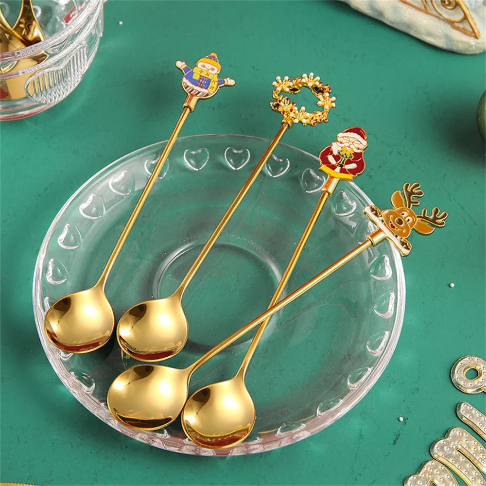

Christmas Mixing Spoon Interesting Design Stainless Steel Tableware The Perfect Gift High Quality Ice Cream Scoop Durable Spoon