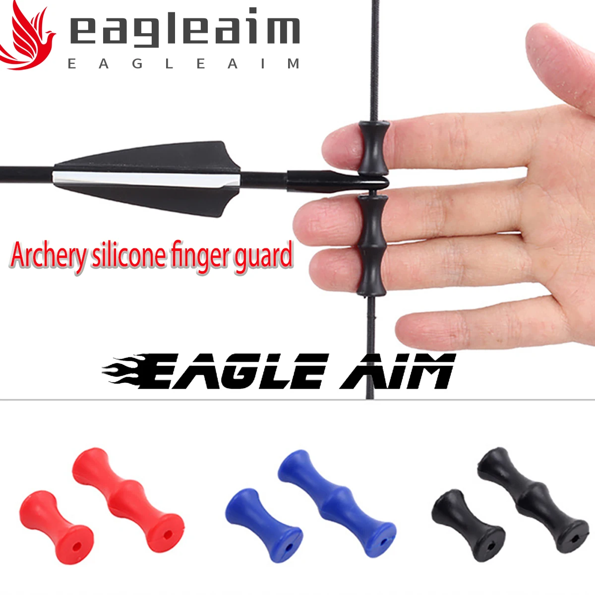 

3 Colors Archery Bowstring Finger Saver Guard Soft Silicone Finger Tab for Left and Right Hand Hunting Bow Accessories